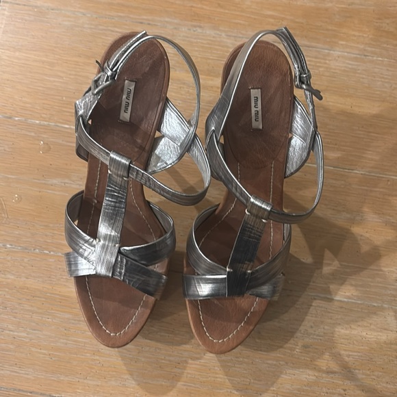 silver and cork miu miu heels - Picture 3 of 7